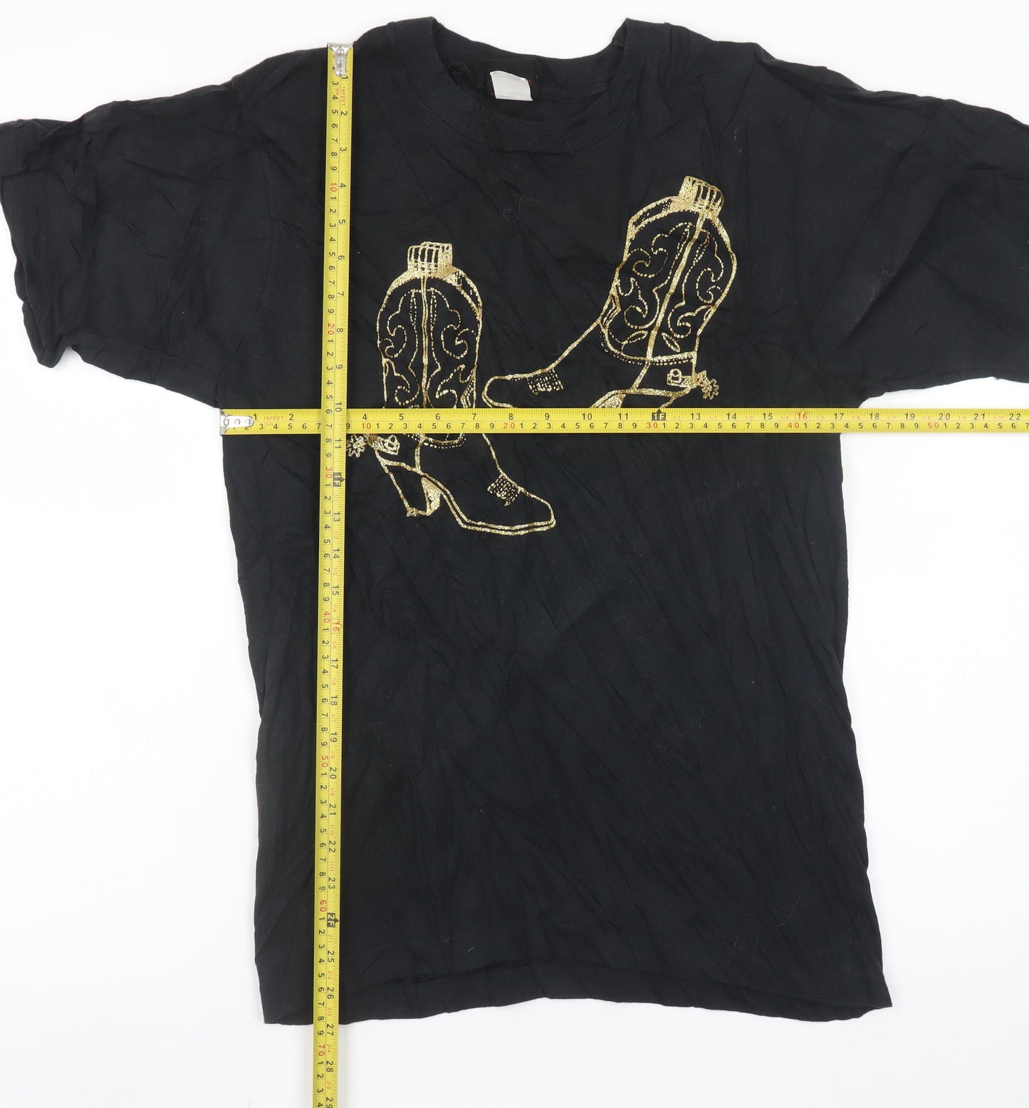 Diamond Dust Womens Black Embroidered Western T-Shirt Size M