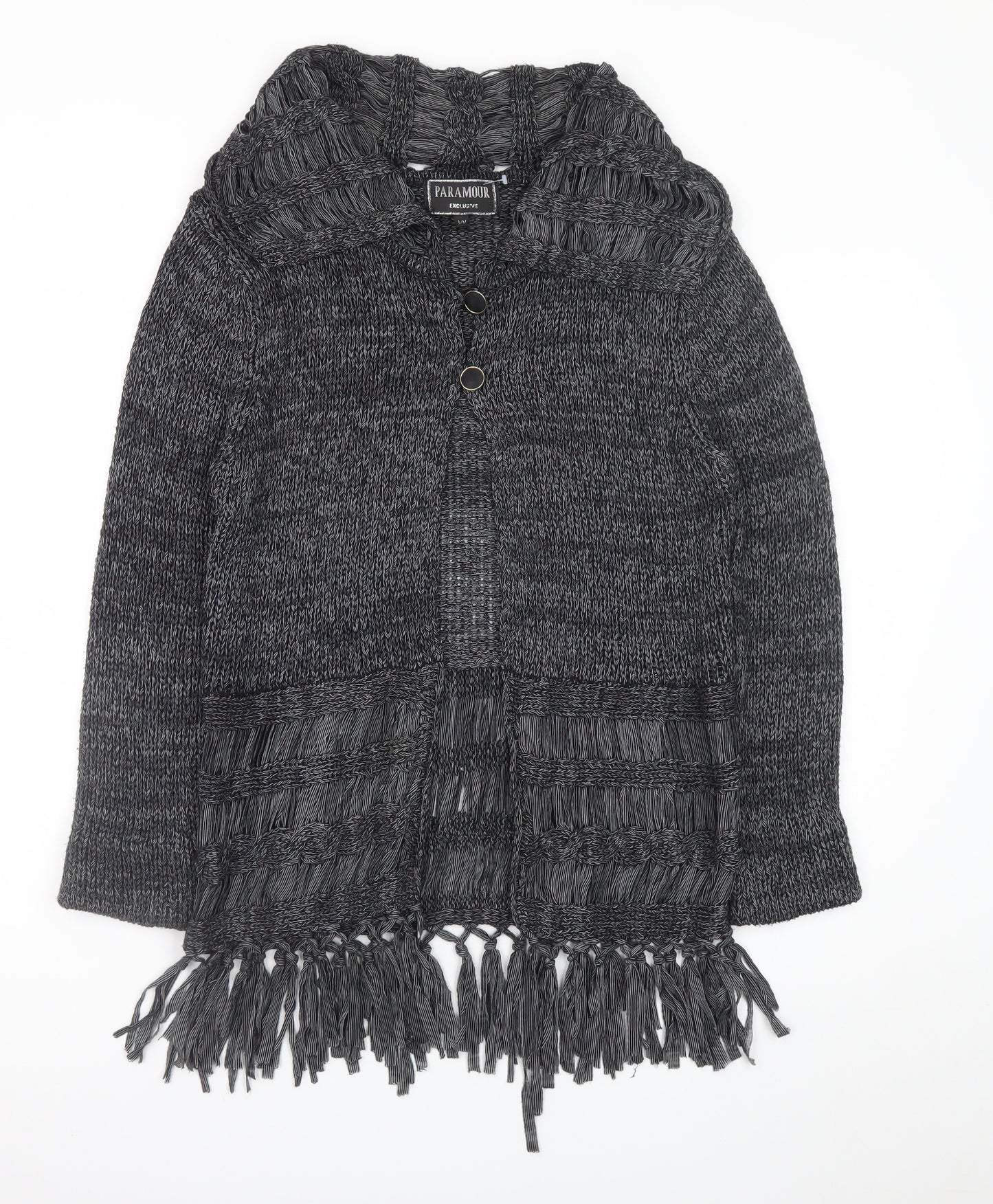 Paramour Women’s Grey Chunky Knit Fringe Cardigan M