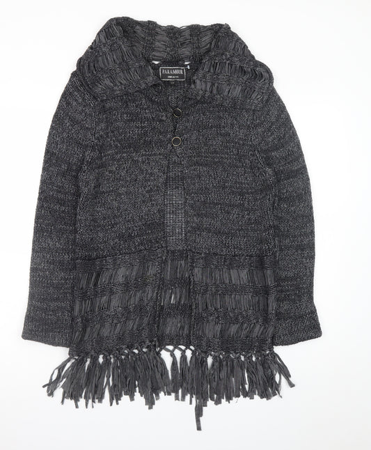 Paramour Women’s Grey Chunky Knit Fringe Cardigan M