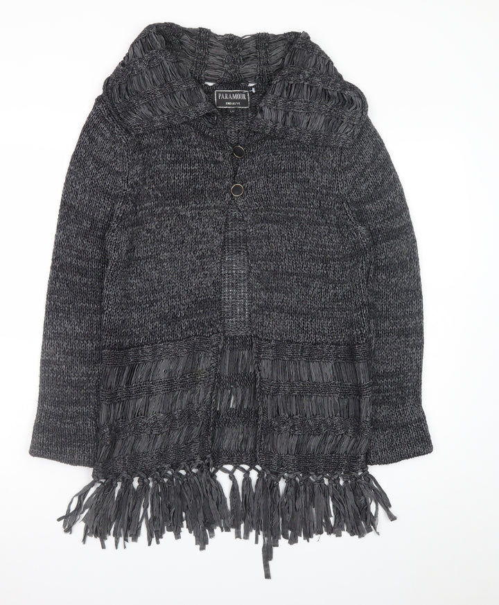 Paramour Women’s Grey Chunky Knit Fringe Cardigan M