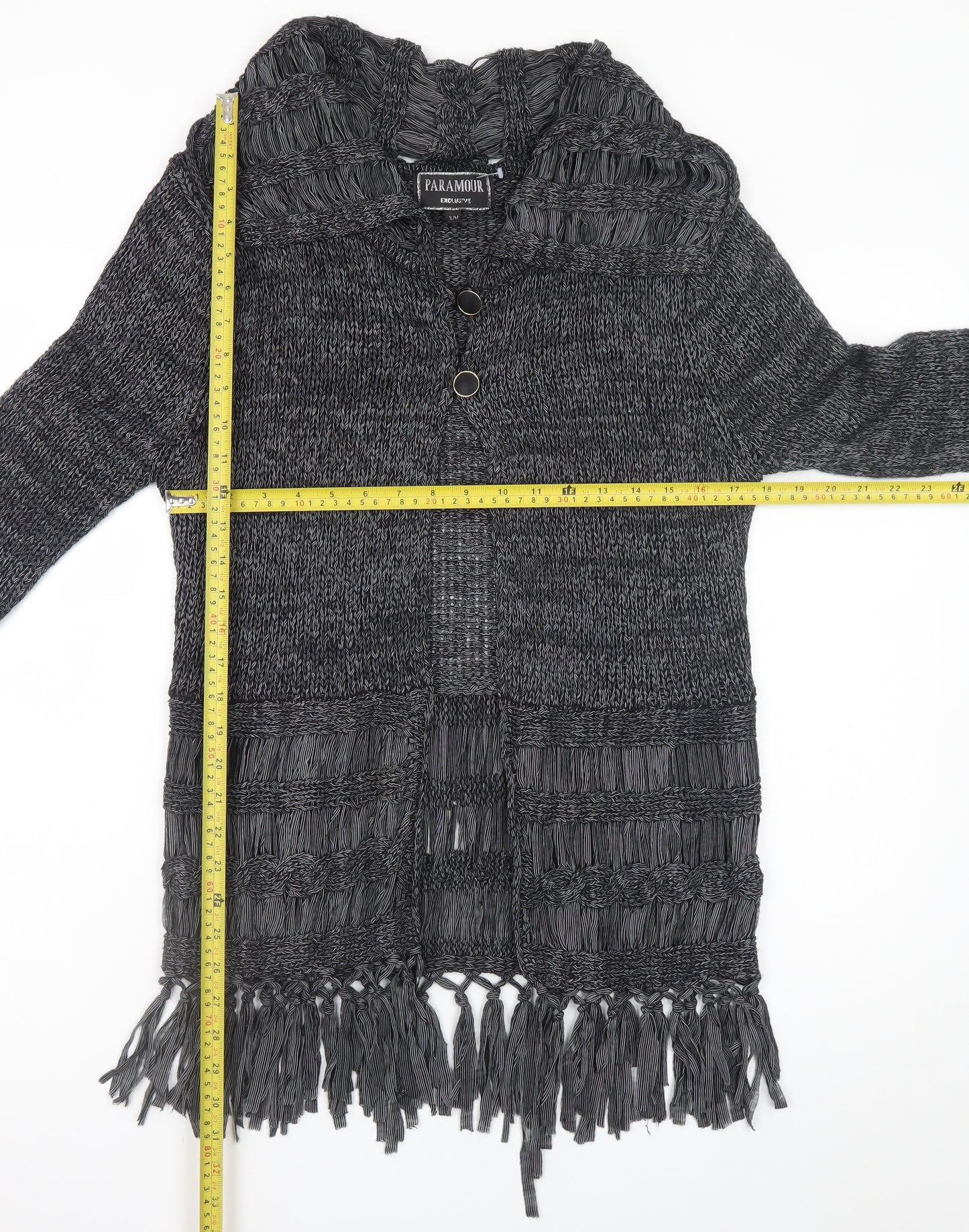 Paramour Women’s Grey Chunky Knit Fringe Cardigan M