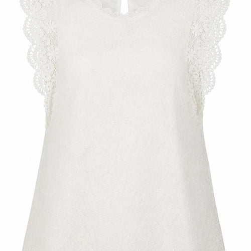 Pieces Women White Lace High Neck Sleeveless Blouse Size S