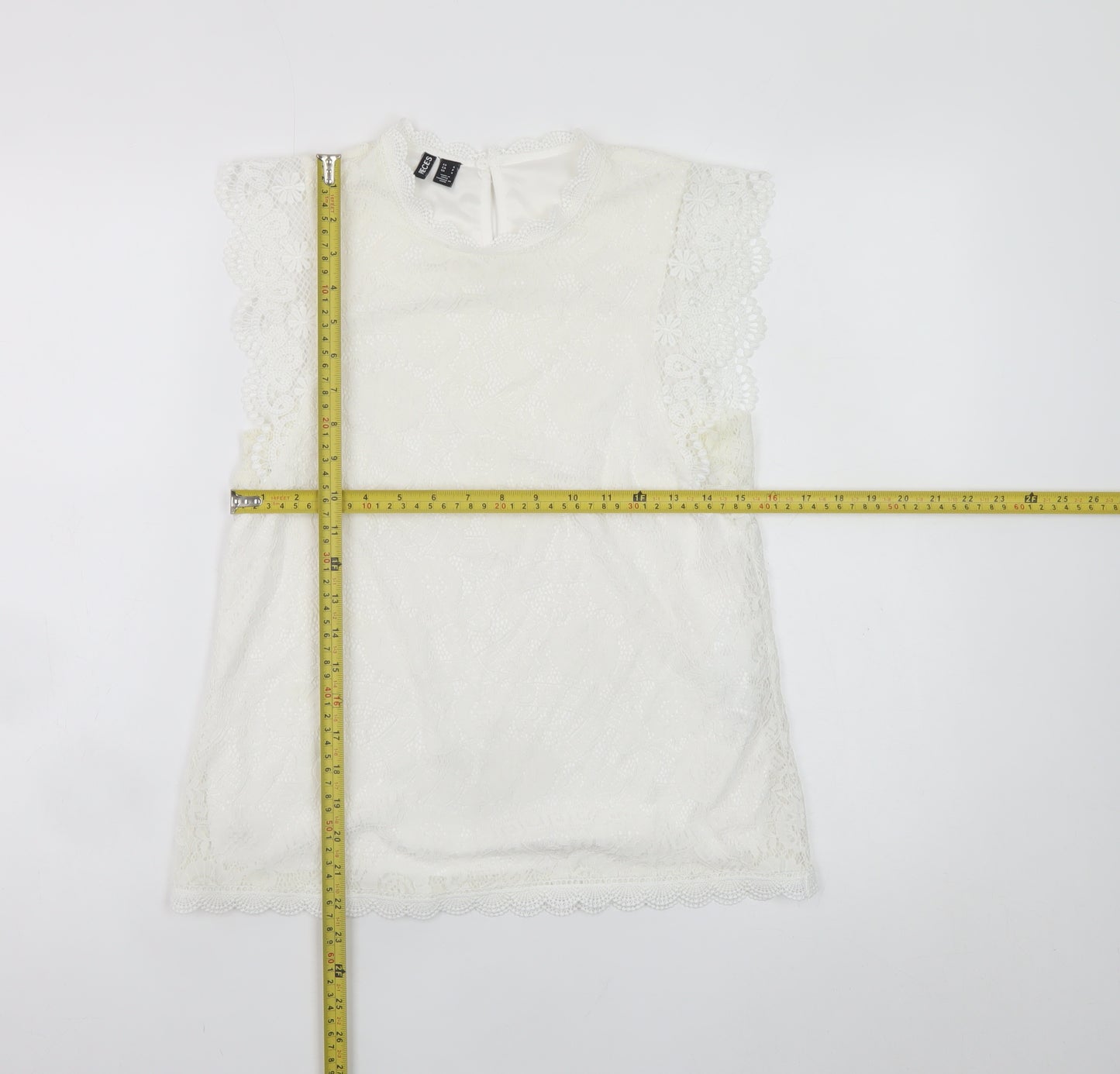 Pieces Women White Lace High Neck Sleeveless Blouse Size S