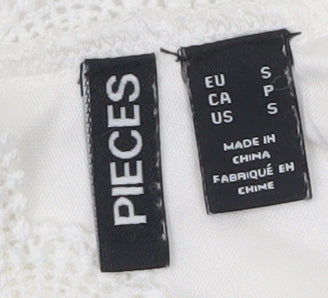 Pieces Women White Lace High Neck Sleeveless Blouse Size S