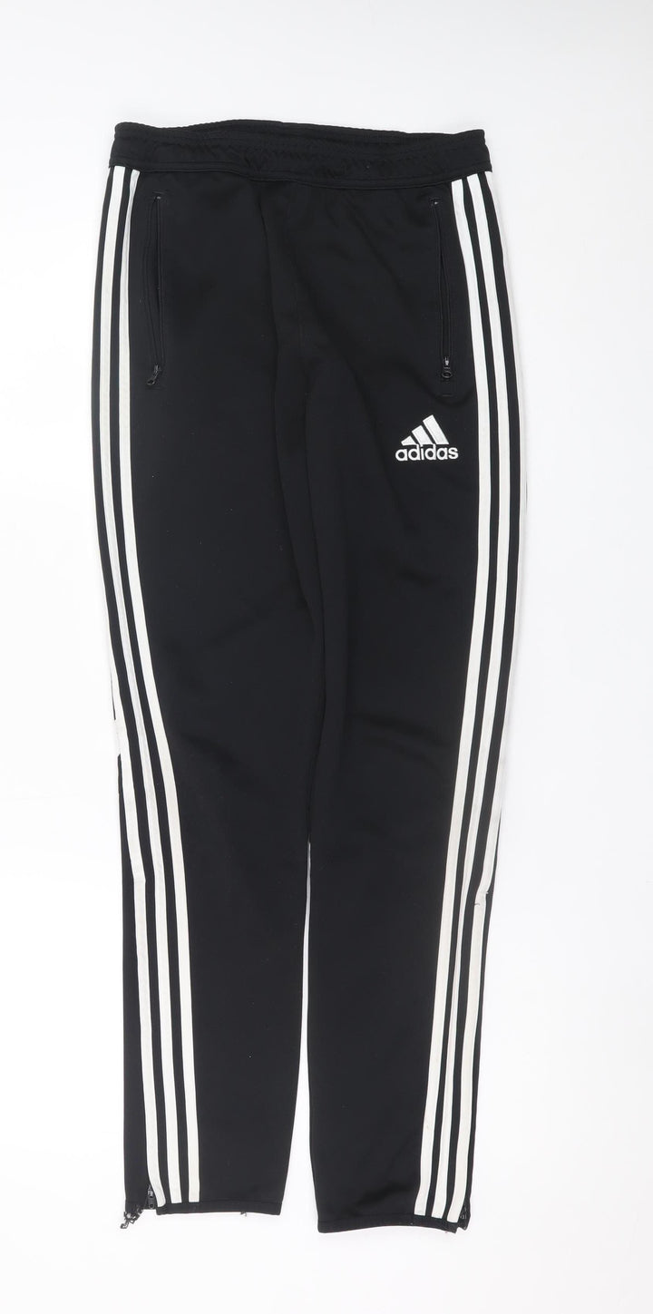 Adidas Boys Black Jogger Trousers 16 Years Climalite Sportswear