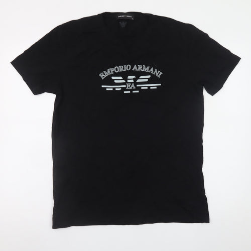 Emporio Armani Men's Black XL Logo Cotton T-Shirt