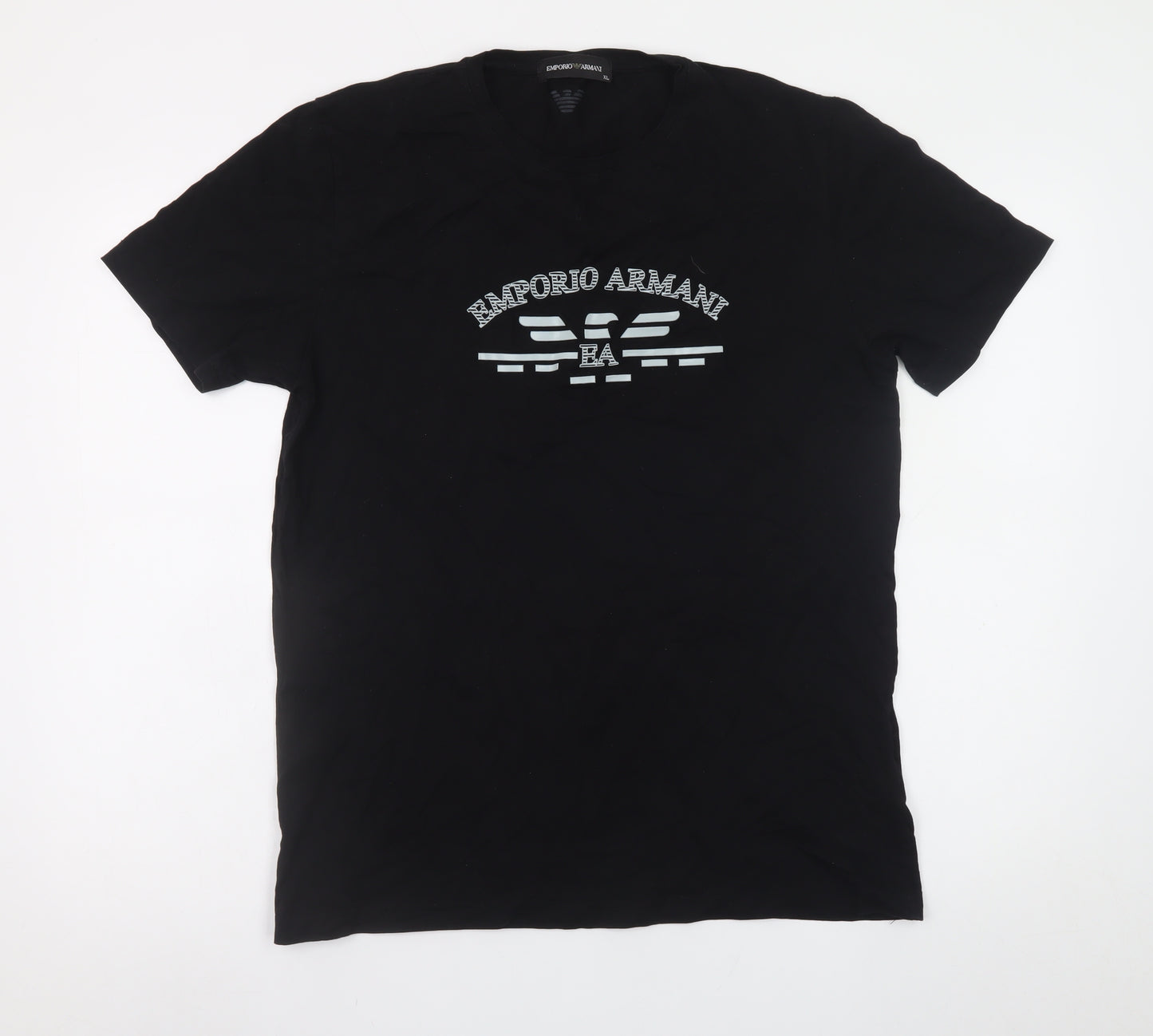 Emporio Armani Men's Black XL Logo Cotton T-Shirt