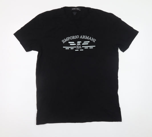 Emporio Armani Men's Black XL Logo Cotton T-Shirt