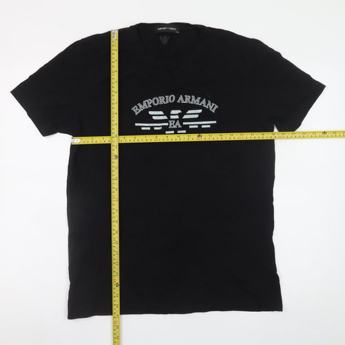 Emporio Armani Men's Black XL Logo Cotton T-Shirt