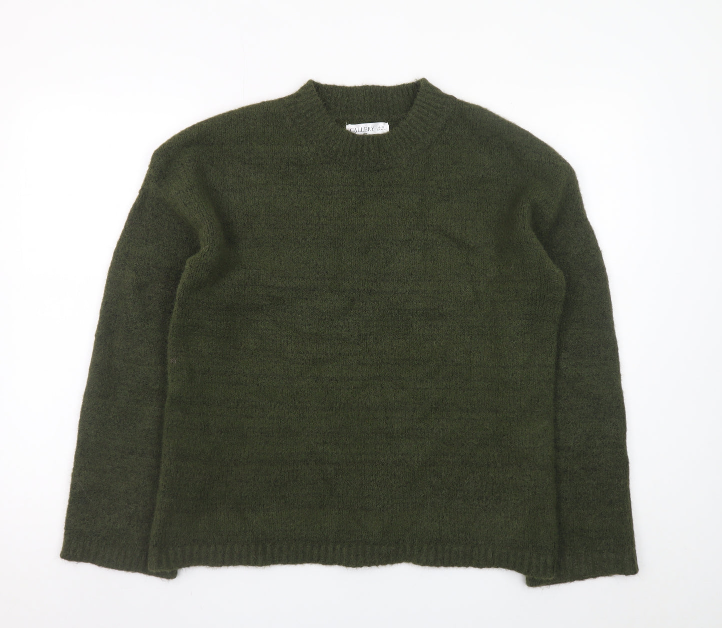 Gallery Women's Green Crew Neck Wool Blend Pullover Jumper M