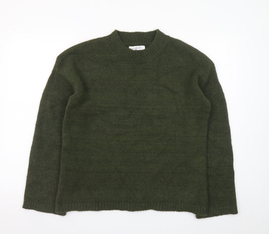 Gallery Women's Green Crew Neck Wool Blend Pullover Jumper M