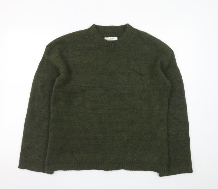 Gallery Women's Green Crew Neck Wool Blend Pullover Jumper M