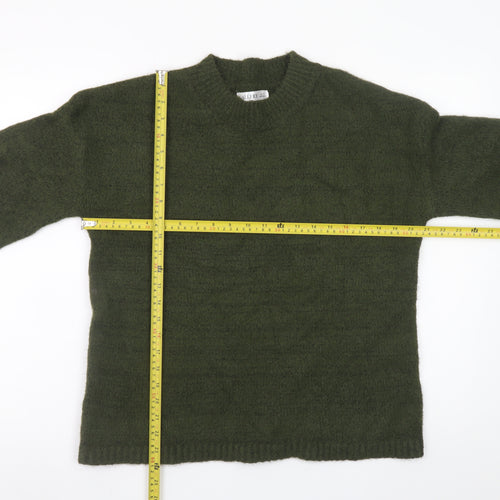 Gallery Women's Green Crew Neck Wool Blend Pullover Jumper M