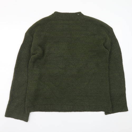 Gallery Women's Green Crew Neck Wool Blend Pullover Jumper M
