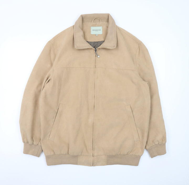 Greenwoods Mens Beige Bomber Jacket M Polyester Full Zip Casual
