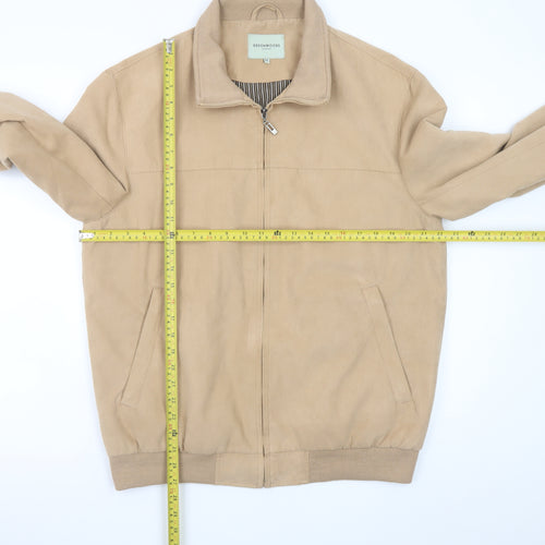 Greenwoods Mens Beige Bomber Jacket M Polyester Full Zip Casual