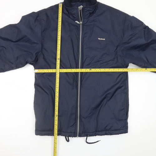 Reebok Essentials Blue Teen 164cm Puffer Jacket Full Zip Lined