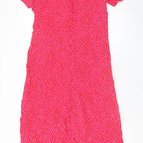 Whistles Women Pink Geometric Shirt Midi Dress Size 16