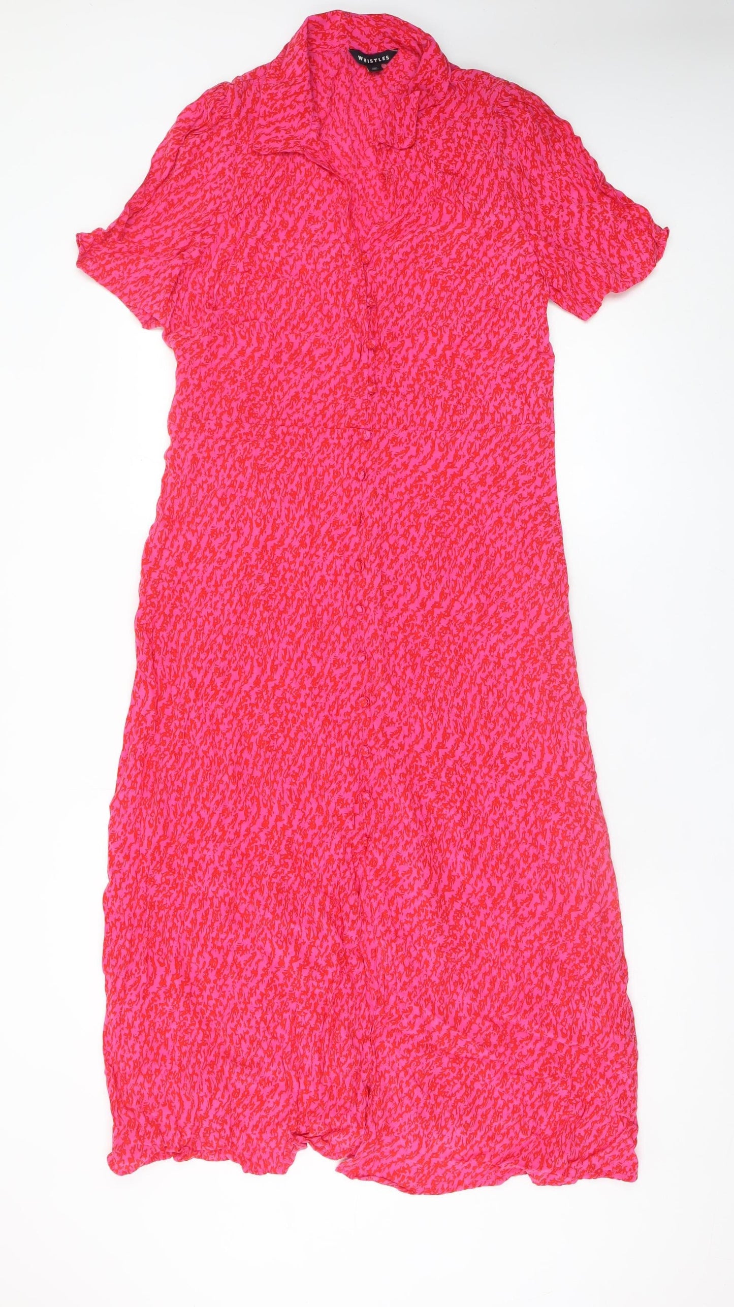 Whistles Women Pink Geometric Shirt Midi Dress Size 16