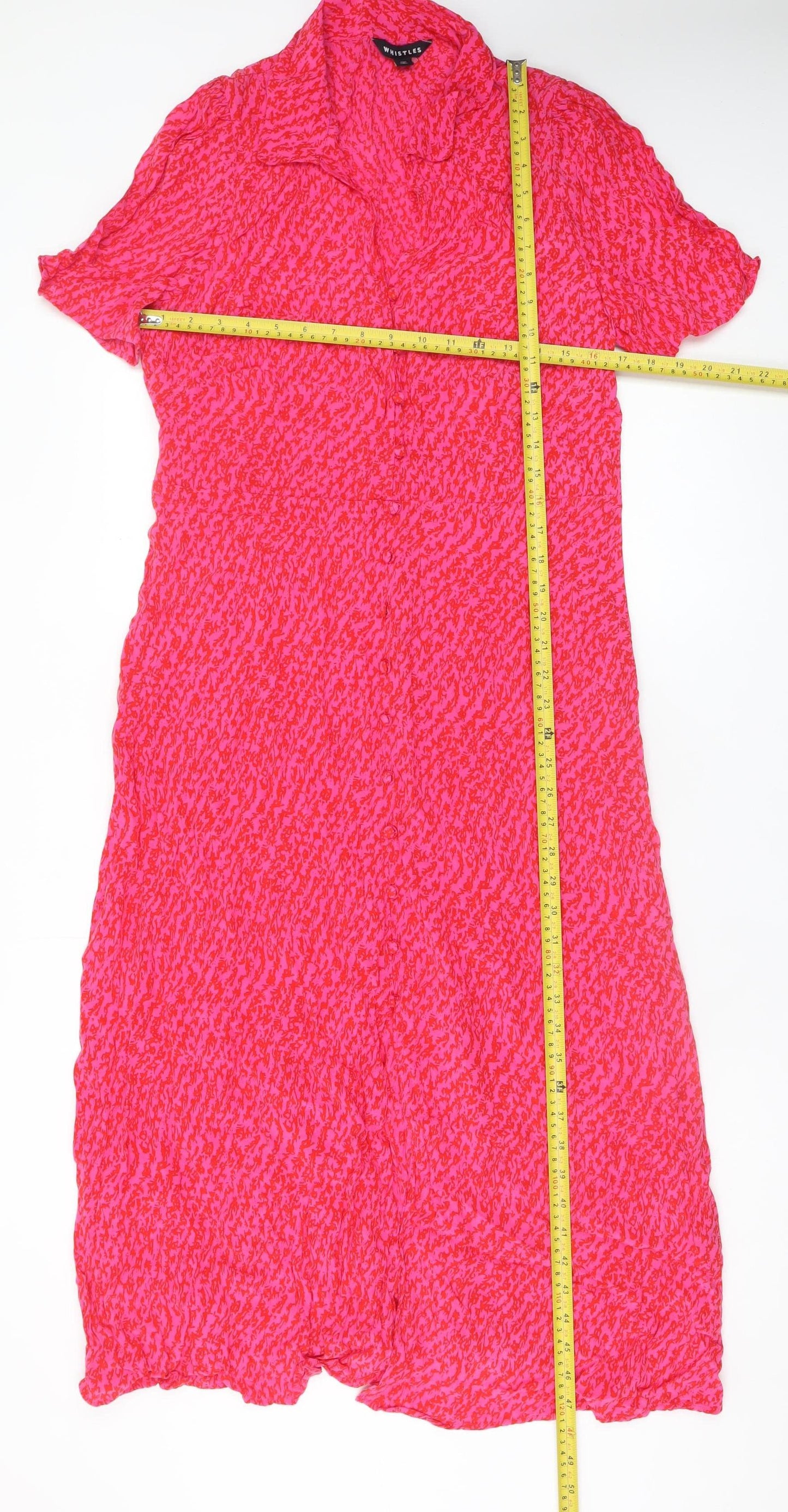 Whistles Women Pink Geometric Shirt Midi Dress Size 16