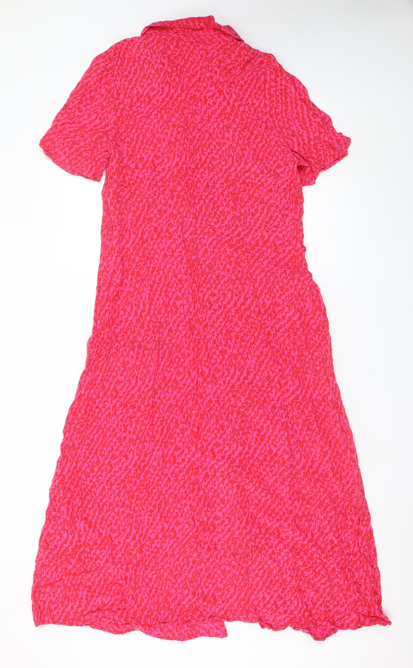 Whistles Women Pink Geometric Shirt Midi Dress Size 16
