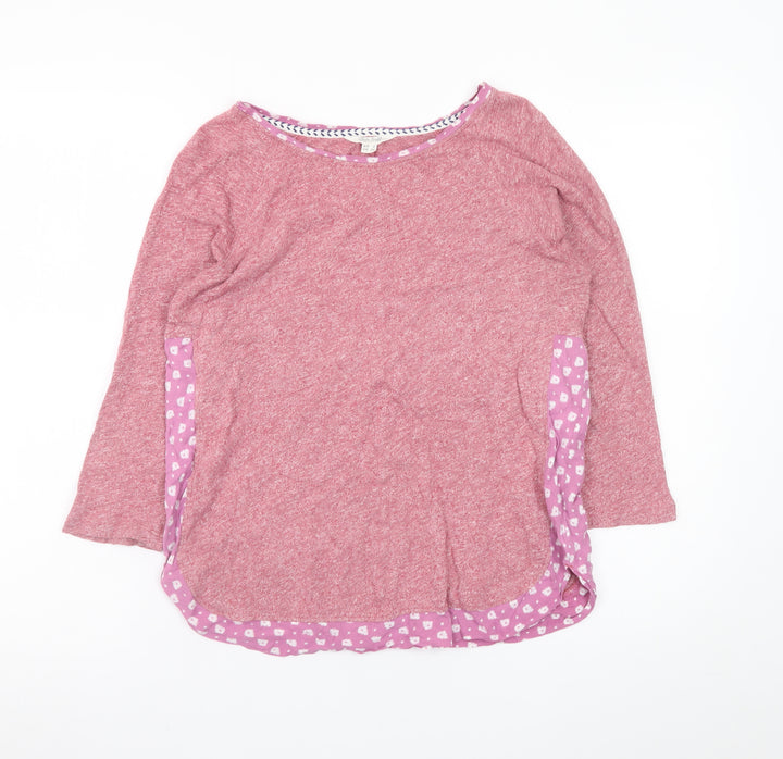 White Stuff Women’s Pink Cotton 3/4 Sleeve Boat Neck T-Shirt Size 8