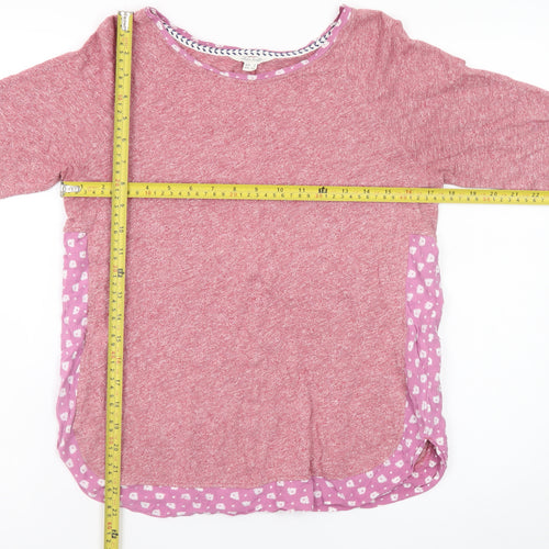 White Stuff Women’s Pink Cotton 3/4 Sleeve Boat Neck T-Shirt Size 8