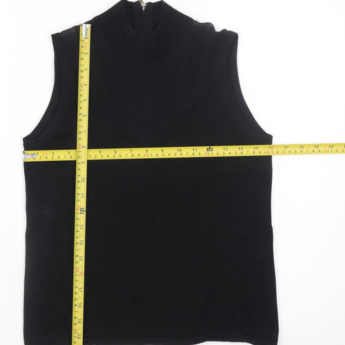 Karen Millen Women Black Mock Neck Sleeveless Jersey Blouse Size 2