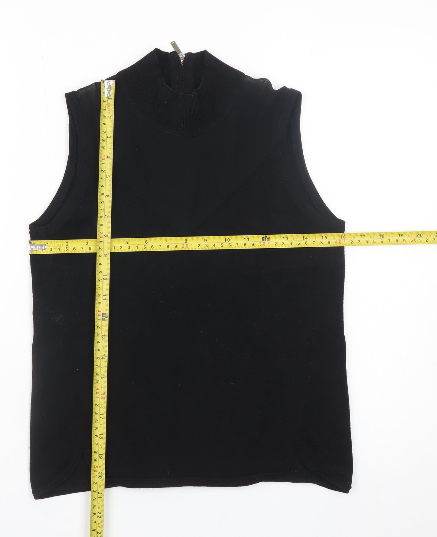 Karen Millen Women Black Mock Neck Sleeveless Jersey Blouse Size 2