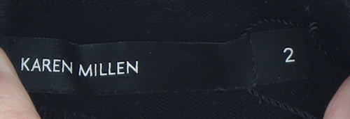 Karen Millen Women Black Mock Neck Sleeveless Jersey Blouse Size 2