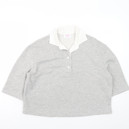 Savida Women's Grey Collared Cropped Polo Top Size 10