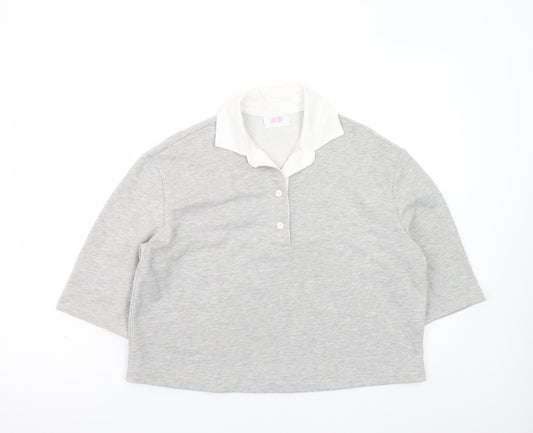 Savida Women's Grey Collared Cropped Polo Top Size 10