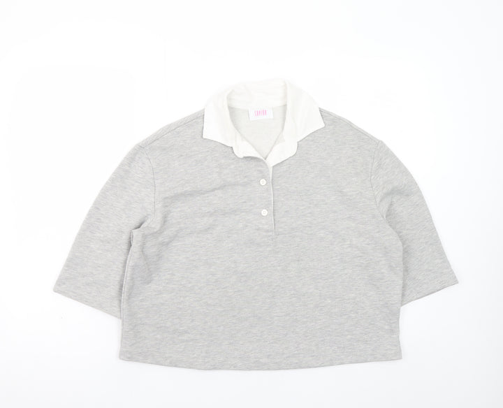 Savida Women's Grey Collared Cropped Polo Top Size 10