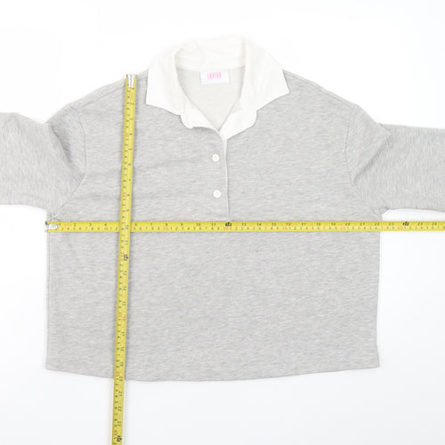 Savida Women's Grey Collared Cropped Polo Top Size 10