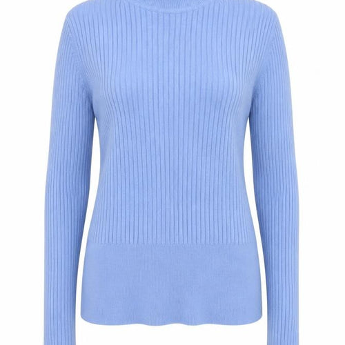 ZARA Women Blue Roll Neck Ribbed Knit Top Size 12 Slim Fit