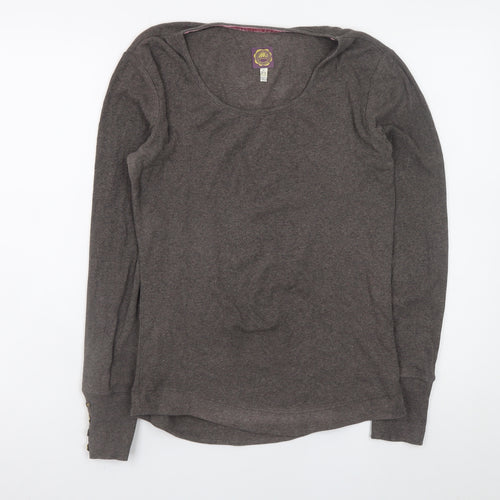 Joules Women's Brown Long Sleeve Scoop Neck Jersey Top Size 12