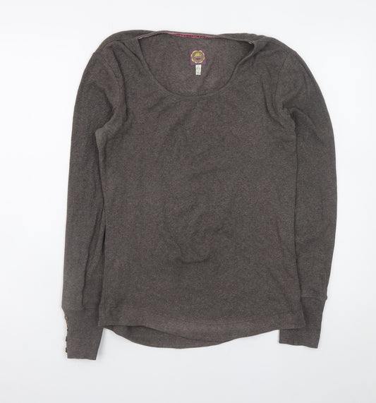 Joules Women's Brown Long Sleeve Scoop Neck Jersey Top Size 12