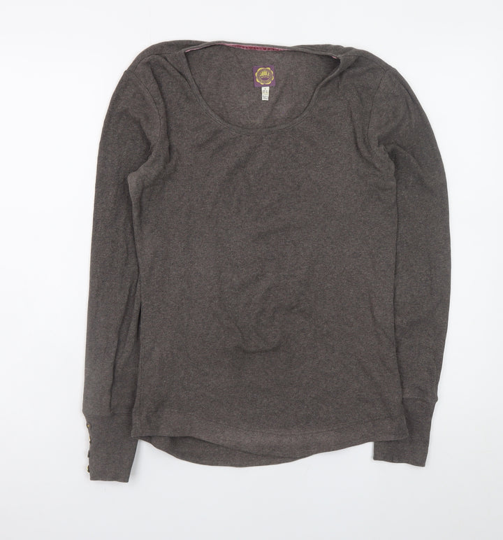 Joules Women's Brown Long Sleeve Scoop Neck Jersey Top Size 12