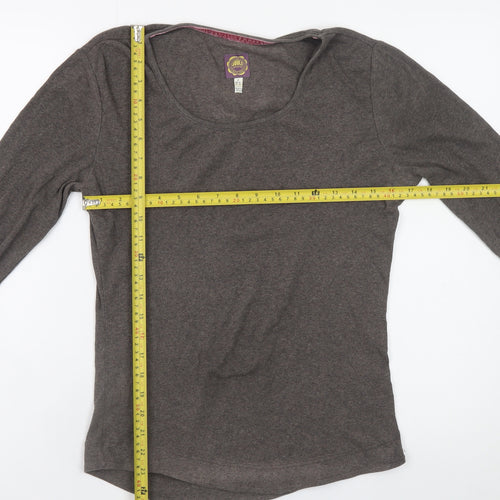 Joules Women's Brown Long Sleeve Scoop Neck Jersey Top Size 12