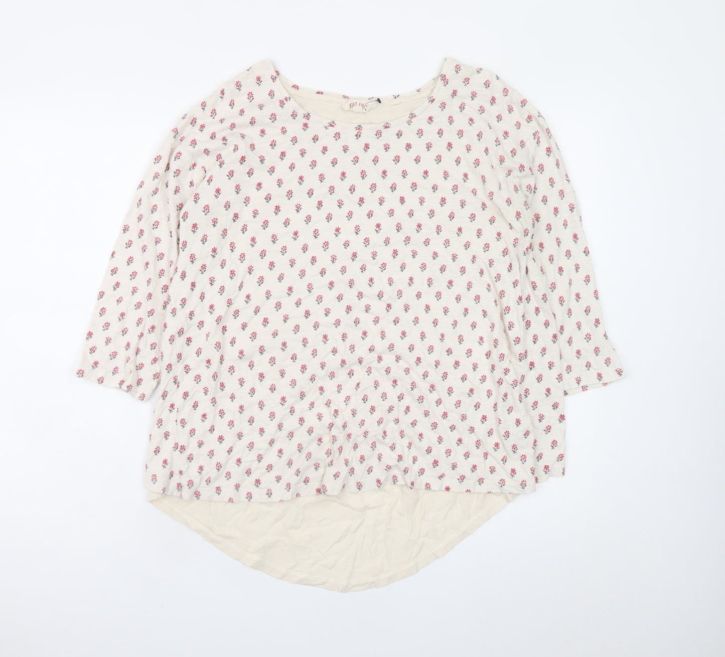 Fat Face Womens Ivory Floral 3/4 Sleeve Tunic Blouse Size 14
