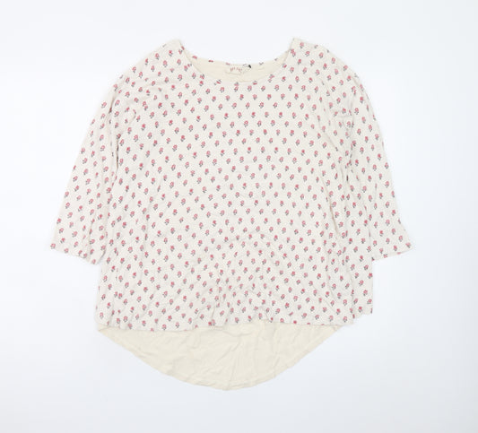Fat Face Womens Ivory Floral 3/4 Sleeve Tunic Blouse Size 14