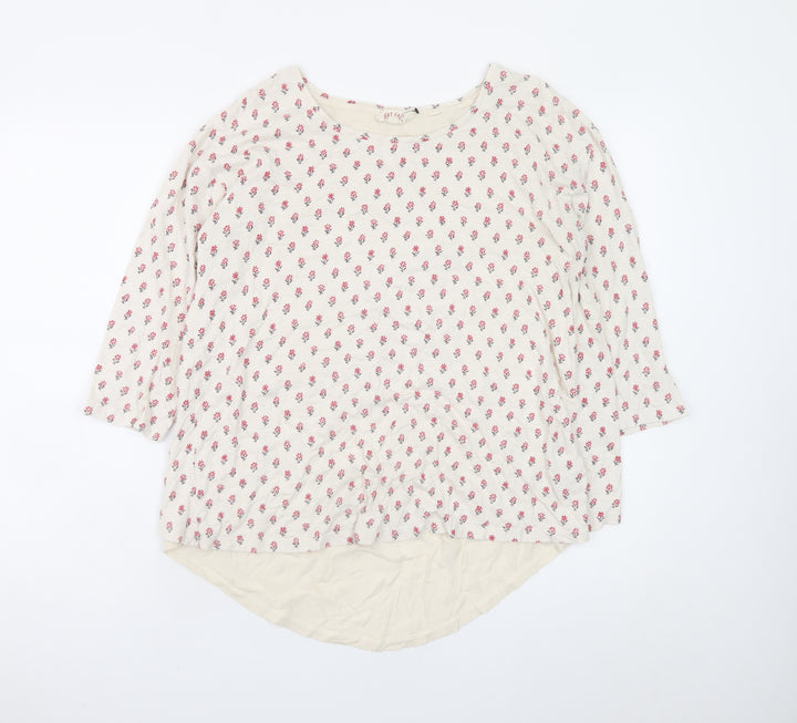 Fat Face Womens Ivory Floral 3/4 Sleeve Tunic Blouse Size 14