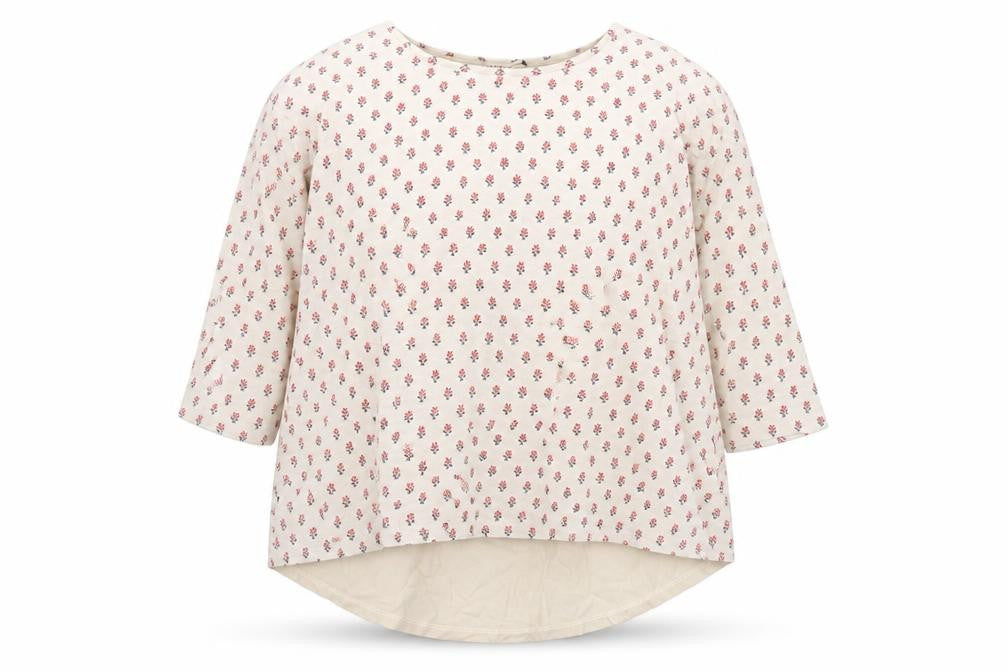 Fat Face Womens Ivory Floral 3/4 Sleeve Tunic Blouse Size 14
