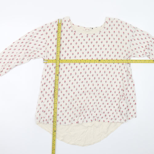 Fat Face Womens Ivory Floral 3/4 Sleeve Tunic Blouse Size 14