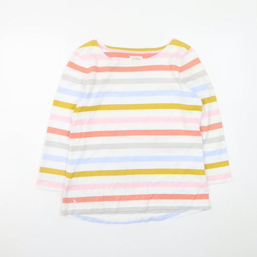 Joules Women's Multicoloured Striped 3/4 Sleeve Cotton Top Size 12