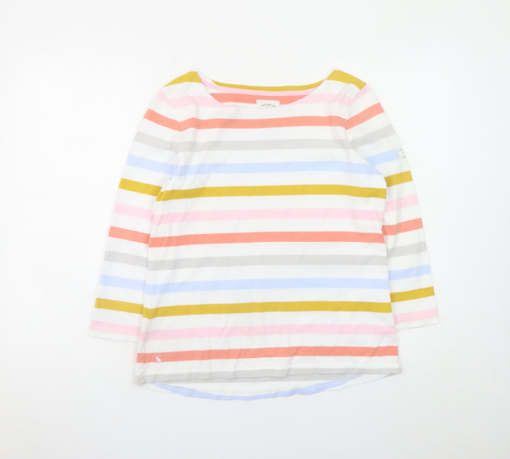 Joules Women's Multicoloured Striped 3/4 Sleeve Cotton Top Size 12