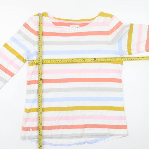 Joules Women's Multicoloured Striped 3/4 Sleeve Cotton Top Size 12