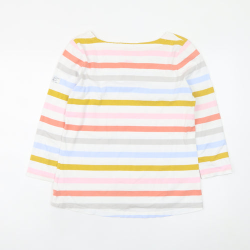 Joules Women's Multicoloured Striped 3/4 Sleeve Cotton Top Size 12