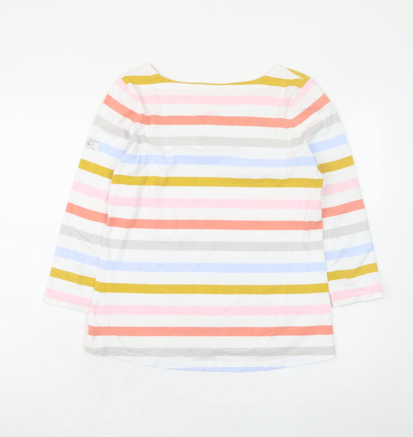 Joules Women's Multicoloured Striped 3/4 Sleeve Cotton Top Size 12