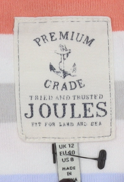 Joules Women's Multicoloured Striped 3/4 Sleeve Cotton Top Size 12
